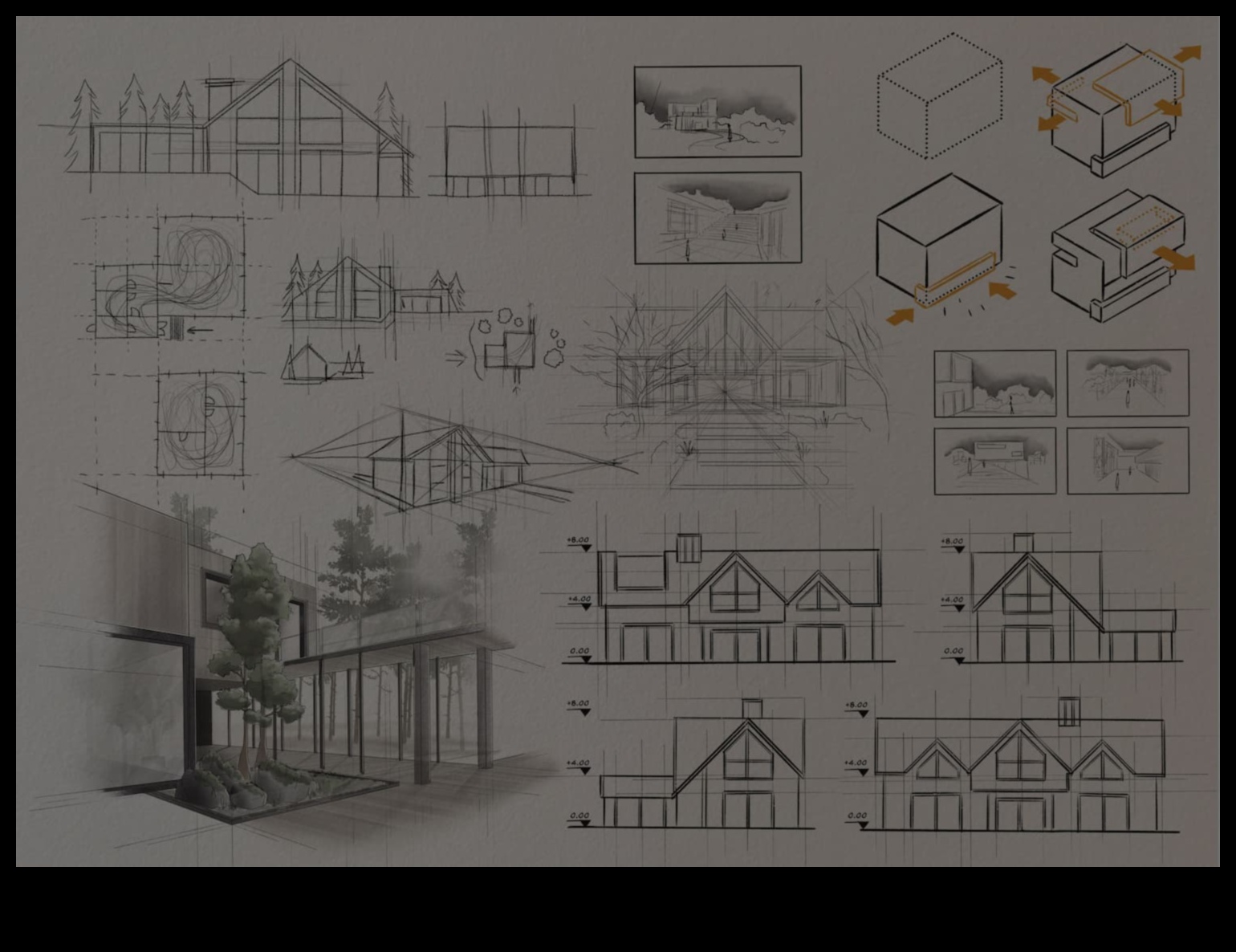 סקיצות אדריכליות המעבירות את מהות המבנים 4 סקיצות אדריכליות: העברת המהות של מבנים