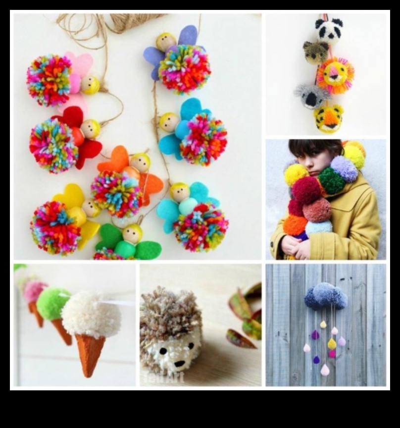 מלאכת פונפון שובבה: פרויקטי עשה זאת בעצמך רכים לילדים