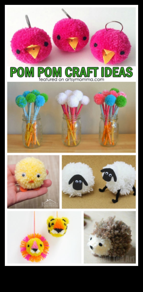 מלאכת פונפון שובבה: פרויקטי עשה זאת בעצמך רכים לילדים