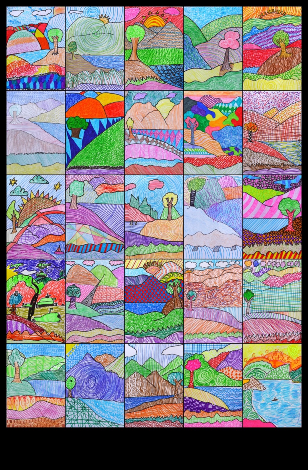 המרקמים של הטבע: סלעים ועלווה באמנות נוף